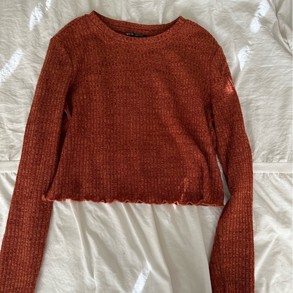 Dark burnt orange long sleeve crop